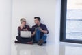 Startup business, couple working on laptop computer at office Royalty Free Stock Photo