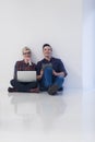 Startup business, couple working on laptop computer at office Royalty Free Stock Photo