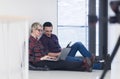 Startup business, couple working on laptop computer at office Royalty Free Stock Photo