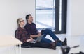 Startup business, couple working on laptop computer at office Royalty Free Stock Photo