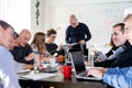 Startup business and entrepreneurship problem solving. Young AI programmers and IT software developers team Royalty Free Stock Photo