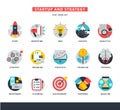 Startup business icons vector start up strategy marketing idea innovation or businessplanning illustration of rocket or