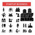Startup business illustration, thin line icons, linear flat signs Royalty Free Stock Photo
