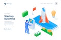 Startup business isometric landing page template