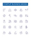 Startup business model line icons signs set. Design collection of Entrepreneurship, Startups, Innovation, Planning