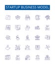 Startup business model line icons signs set. Design collection of Entrepreneurship, Startups, Innovation, Planning