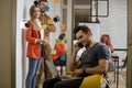 Startup business people group working everyday job at modern coworking office space. Royalty Free Stock Photo