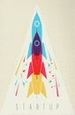 Startup business rocket ship color design