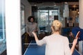 Startup business team playing ping pong tennis Royalty Free Stock Photo