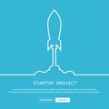 The rocket outline stoke startup business. Vector illustration