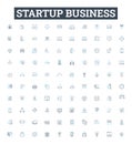 Startup business vector line icons set. Venture, Launch, Incubate, Fund, Innovate, Entrepreneur, Invest illustration