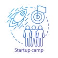 Startup camp concept icon. Investors, shareholders help idea thin line illustration. Company, business employee bootcamp Royalty Free Stock Photo
