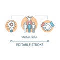 Startup company camp concept icon. Investors, shareholders help idea thin line illustration. Business employee bootcamp Royalty Free Stock Photo