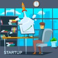 Startup concept, career, start up, for web page, banner, presentation, social media, take-off on the career ladder. Royalty Free Stock Photo