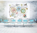 Startup concept drawn on a white board in a conference room Royalty Free Stock Photo