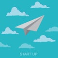 Startup concept, paper plane, clip art, illustration