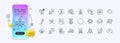 Startup concept, Phone app and Safe time line icons for web app. Pictogram icon. Phone mockup gradient screen. Vector