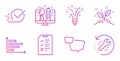 Startup concept, Speech bubble and Checkbox icons set. Horizontal chart, Creative design and Inspiration signs. Vector