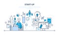 Startup, creative, business and processes, the implementation of ideas.
