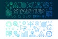 Startup creative horizontal banners set in line style Royalty Free Stock Photo