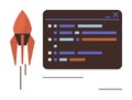Rocket Launch with Coding Interface Innovation, Technology, Software Development, and Startup Growth Royalty Free Stock Photo