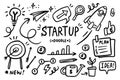 Startup doodle vector set. Sketch outline business strategy icons. Drawing element silhouette Royalty Free Stock Photo