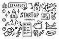 Startup doodle vector set. Sketch outline business strategy icons. Drawing element silhouette Royalty Free Stock Photo