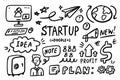 Startup doodle vector set. Sketch outline business strategy icons. Drawing element silhouette Royalty Free Stock Photo