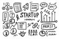 Startup doodle vector set. Sketch outline business strategy icons. Drawing element silhouette Royalty Free Stock Photo