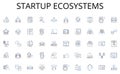 Startup Ecosystems line icons collection. Workers, Workforce, Employees, Manpower, Human resources, Staffing