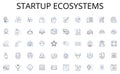 Startup Ecosystems line icons collection. Aim, Objective, Goal, Mark, Bullseye, Ambition, Destination vector and linear