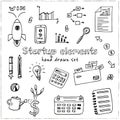 Startup elements hand drawn doodle set. Sketches. Vector illustration for design and packages product. Symbol collection Royalty Free Stock Photo