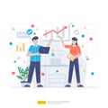 Startup employees teamwork. men and women scenes at office working and make some planning. Business concept illustration of