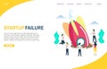 Startup failure vector website landing page design template