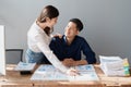 Startup family business, husband and wife discussing financial affairs, investing, making profit, tax deduction from Royalty Free Stock Photo