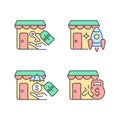 Startup fast growth RGB color icons set