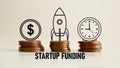 Startup funding is shown using the text