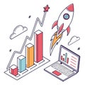Startup Growth Concept With Charts Rockets And L Royalty Free Stock Photo