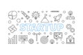 Startup horizontal illustration. Vector start-up outline banner