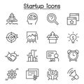 Startup icon set in thin line style