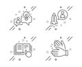 Startup, Idea and Technical documentation icons set. Clapping hands sign. Developer, Solution, Manual. Clap. Vector Royalty Free Stock Photo
