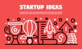 Startup ideas banner, outline style