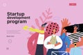 Startup illustration, website landing template. Concept of building new business