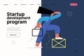 Startup illustration, website landing template. Concept of building new business