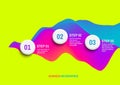 Startup infographic template with three steps. Business concept. 3D wavy background with dynamic effect. Vector illustration for Royalty Free Stock Photo