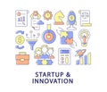 Startup and innovation abstract color concept layout with headline