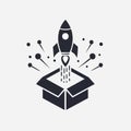 Startup Innovation Rocket Launching Out of the Box Royalty Free Stock Photo