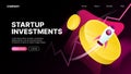 Startup Investments Tools. Website Landing Page Illustration