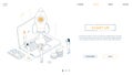 Startup - isometric line design style web banner