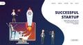 Startup landing page. Vector successful business team web banner